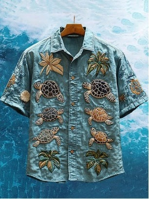Men's Retro Animal Print Short-Sleeve Shirt