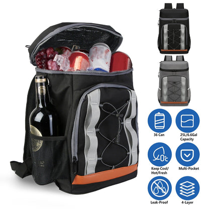 Insulated Cooler Backpack – 36 Can / 25L Leakproof with Bottle Opener