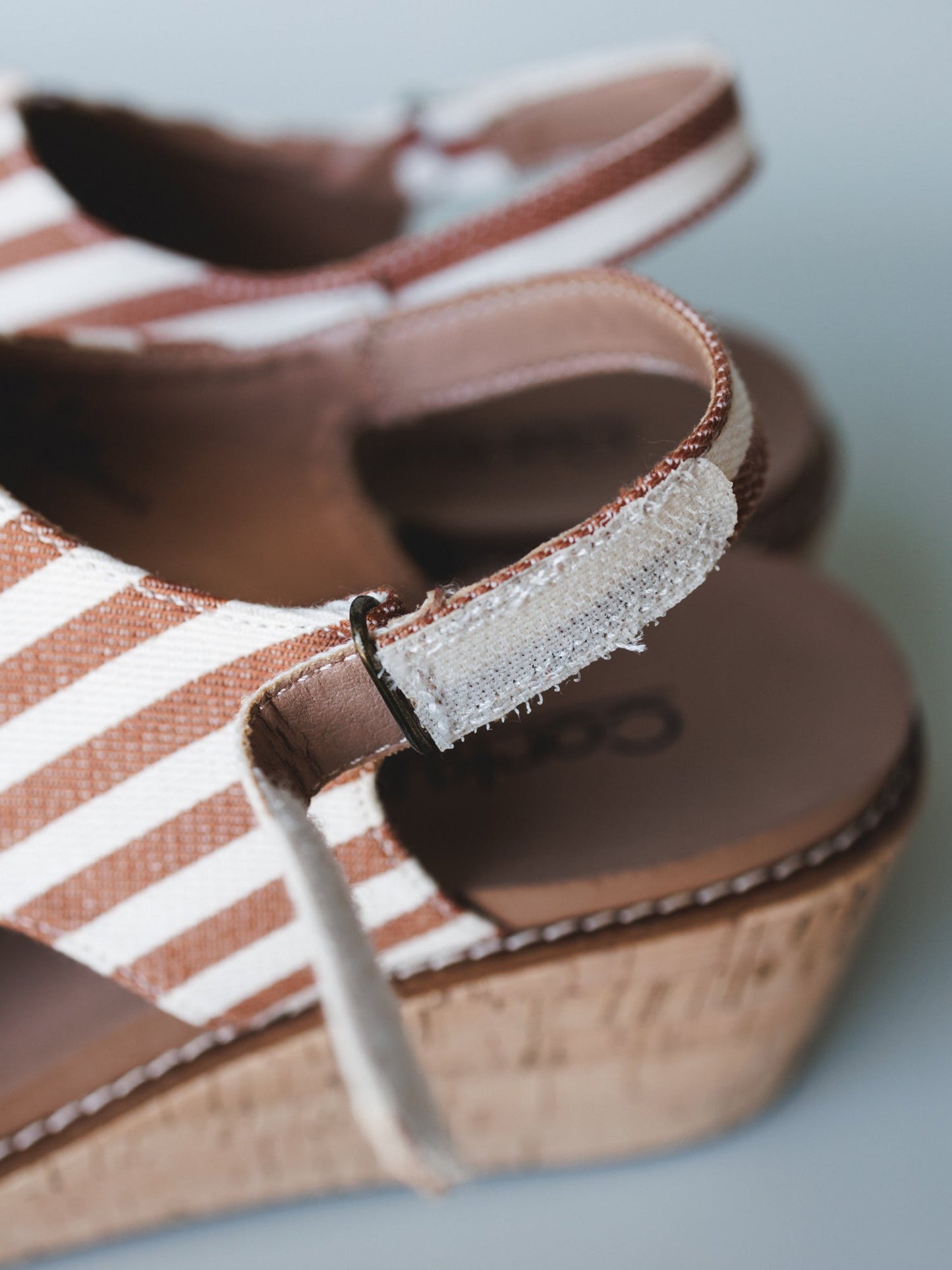 Drift Club Platform Sandals - Tan Stripe White