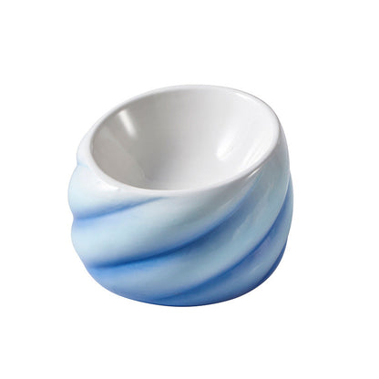 Ceramic flat-faced cat eating bowl with inclined mouth