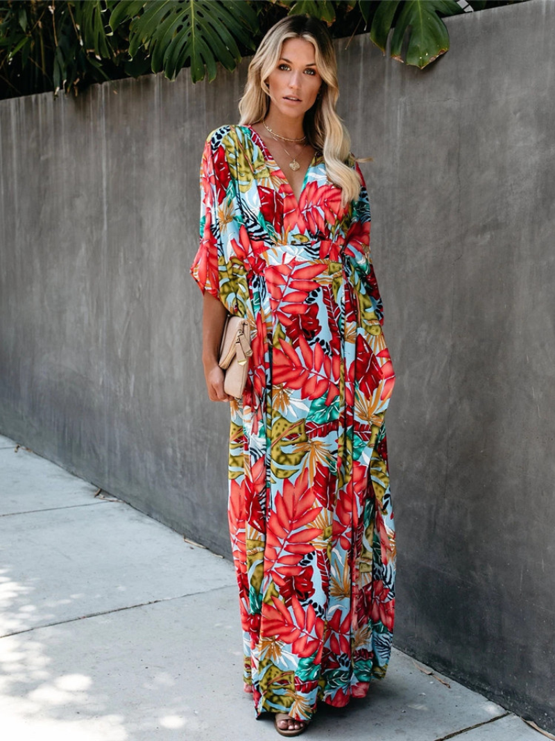 Chic Floral Women's Maxi Dress with Belt | Eva Trends