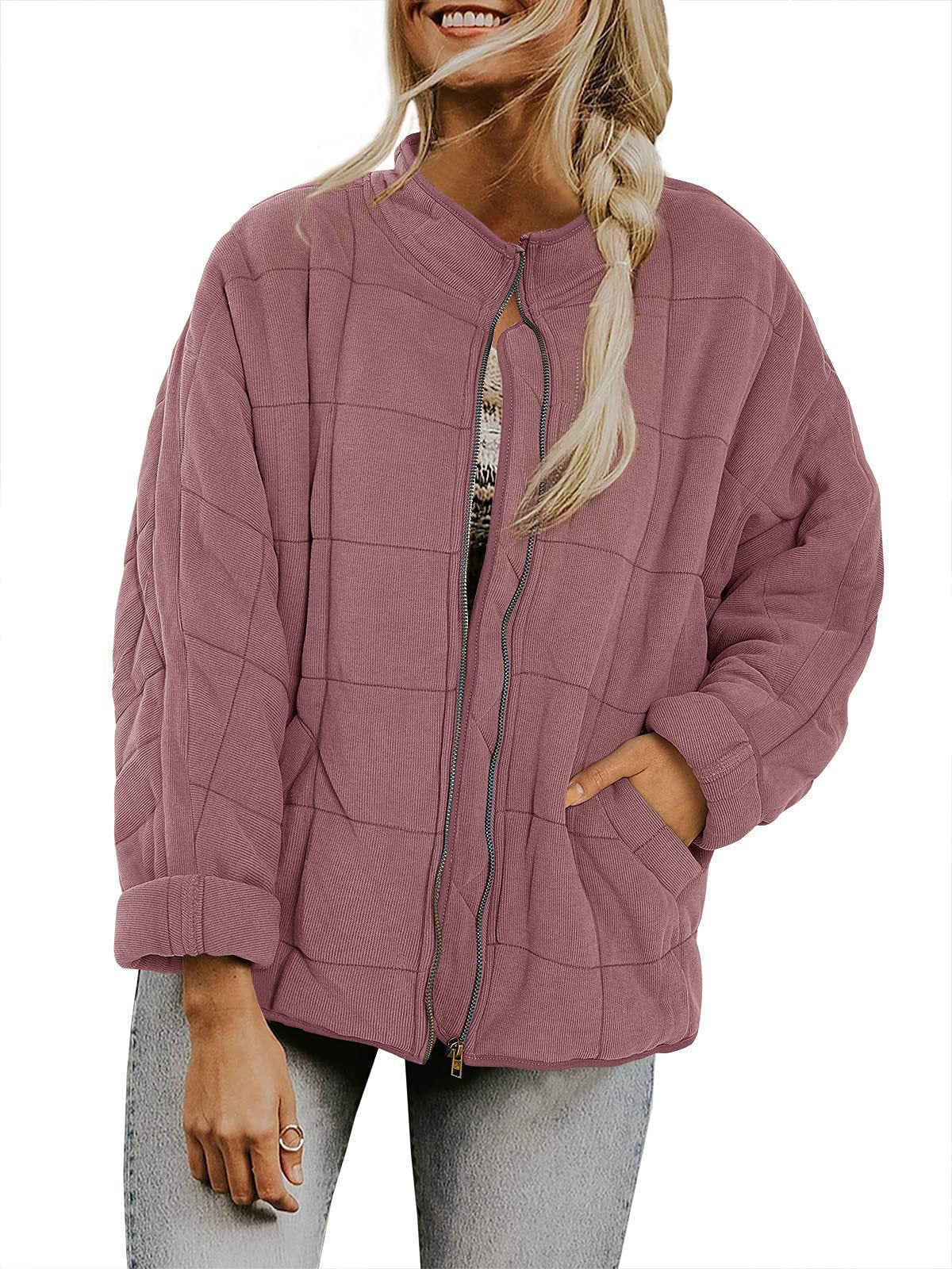 Women's Zip-Up Stand Collar Jacket – Casual Lightweight Jacket