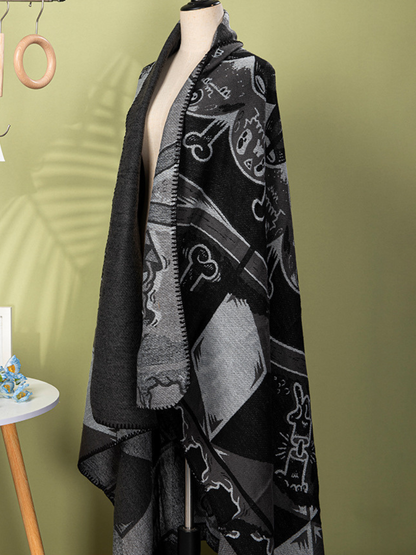 Cozy Evenings Wrap — Artful Jacquard Shawl with Warm, Forgiving Drape
