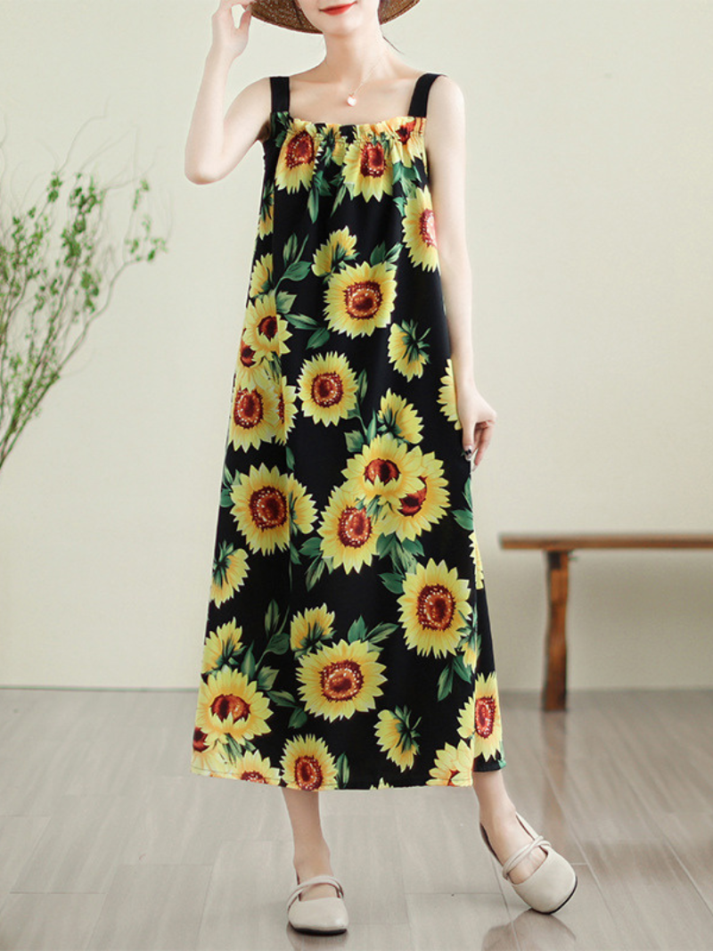 Soft Sunflower Loose Sleeveless Salopette | Eva Trends