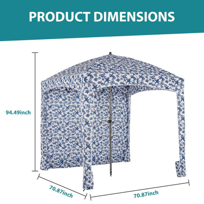 Beach Cottage - 6 Feet By 6 Feet, With Detachable Side Walls, A Simple Beach Sunshade Tent, Equipped With Storage Bags, Portable, UPF 50-- Standard
