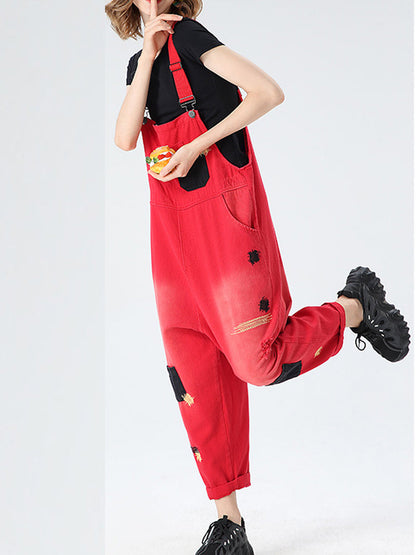 Contrast pocket Denim Dungarees - Adjustable Strap Design