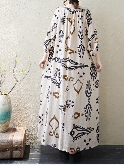 Women's  Summer Beautiful Ethnic Style Printed  Kaftan Dress