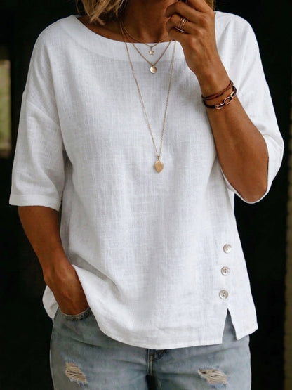 Women's Asymmetric Button Casual Top – Relaxed Everyday Blouse