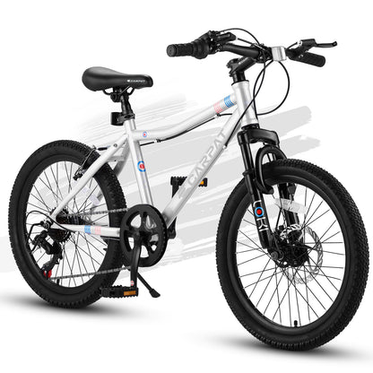20" Kids Mountain Bike | Ages 6-12 | 7-Speed Shimano, Disc Brake & Front Suspension