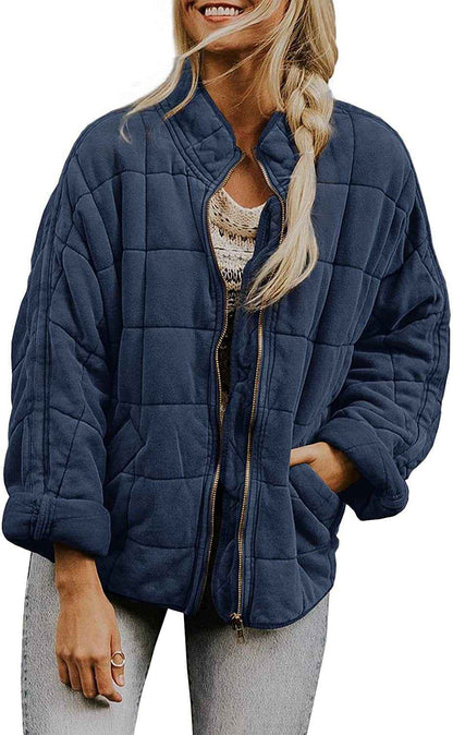 Women's Zip-Up Stand Collar Jacket – Casual Lightweight Jacket