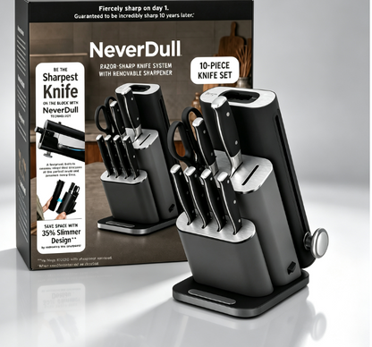 10‑Piece Knife Set with Removable Ceramic Sharpener