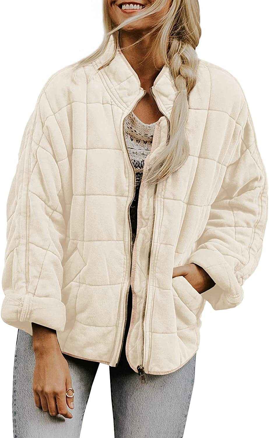 Women's Zip-Up Stand Collar Jacket – Casual Lightweight Jacket