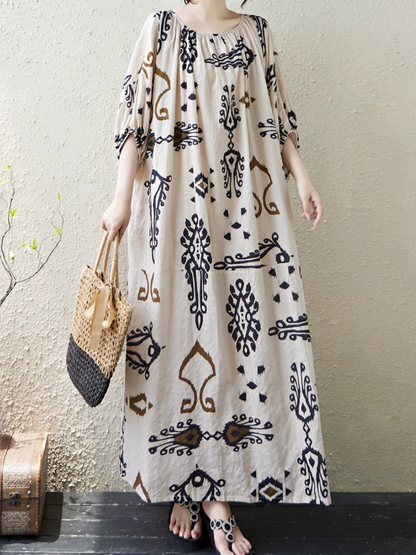 Women's  Summer Beautiful Ethnic Style Printed  Kaftan Dress