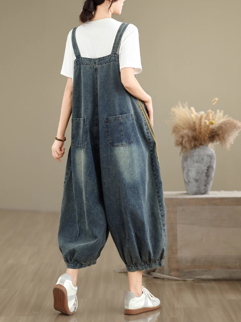 Comfy Women's Patchwork Loose Denim Overalls | Eva Trends