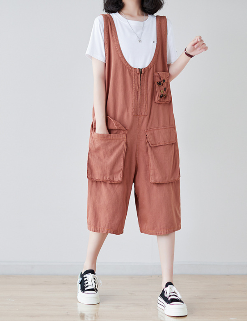Women's Summer Wide-Leg Large Pocket Dungarees | Eva Trends