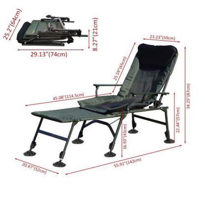 Camping Lounge Chair with Removable Footrest – Reclining Outdoor Chair