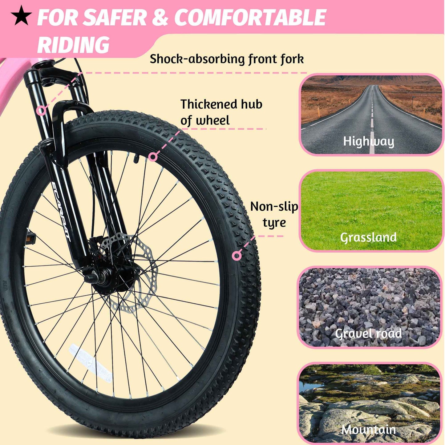 24" Youth Mountain Bike | 7-Speed, Front Disc Brake, Suspension & Alloy Rims