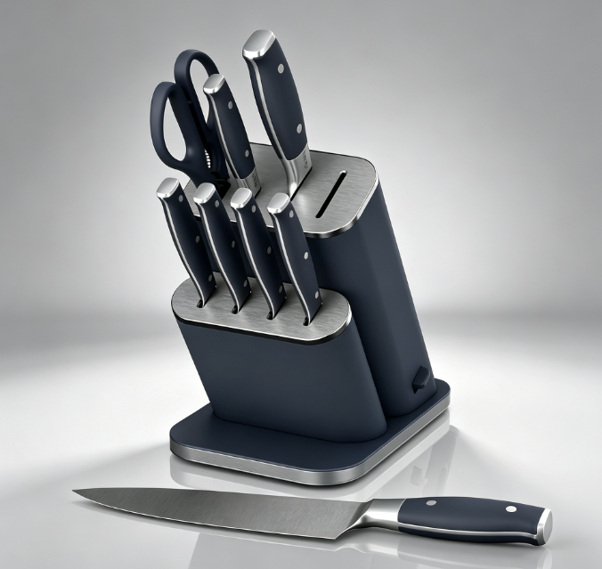 10‑Piece Knife Set with Removable Ceramic Sharpener