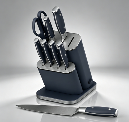 10‑Piece Knife Set with Removable Ceramic Sharpener