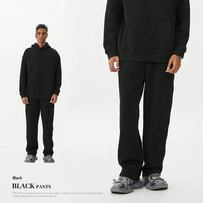 American-style Trendy Brand Fleece-lined Extra-thick Hoodie And Sweatpants Tracksuit Set