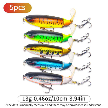 5-Piece Topwater Pencil Lure Set – Rotating Tail, 10cm/13g, Freshwater & Saltwater