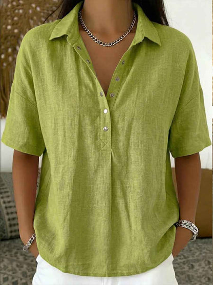 Women's Short-Sleeve Button Pullover Shirt