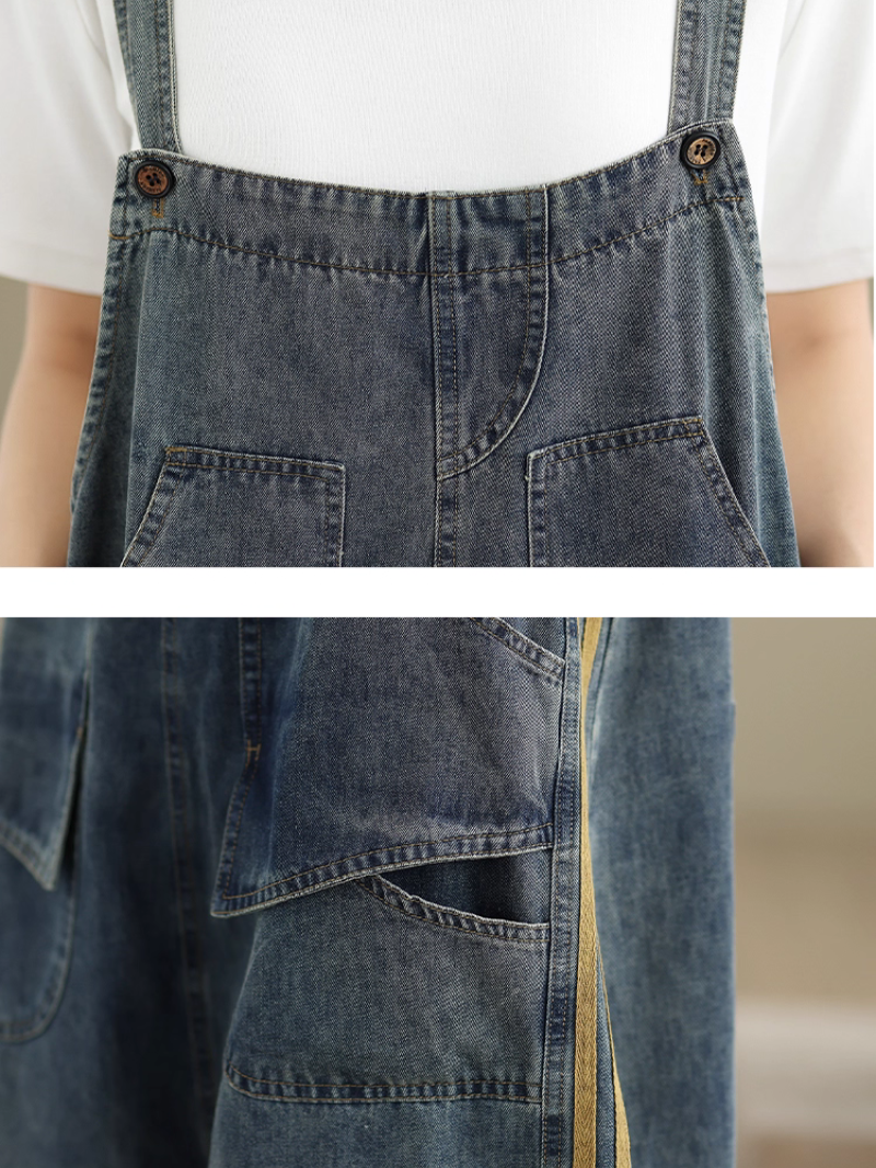 Comfy Women's Patchwork Loose Denim Overalls | Eva Trends