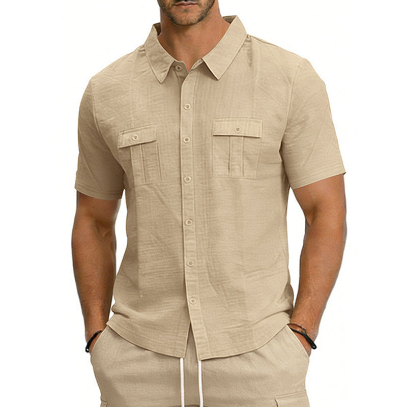 Men's Multi-Pocket Cargo Short-Sleeve Shirt