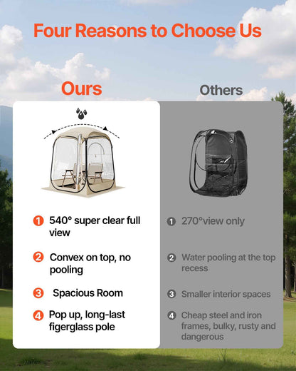 Clear Bubble Pod Tent | 50x50" Pop-Up Igloo Shelter for Camping, Fishing & Events