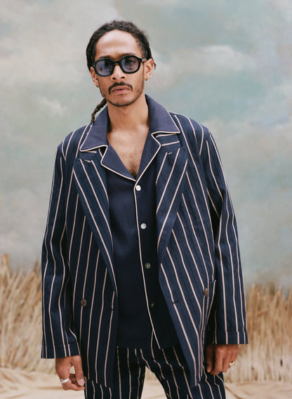 Easy-Going Jacket (Navy Jacquard Stripe)