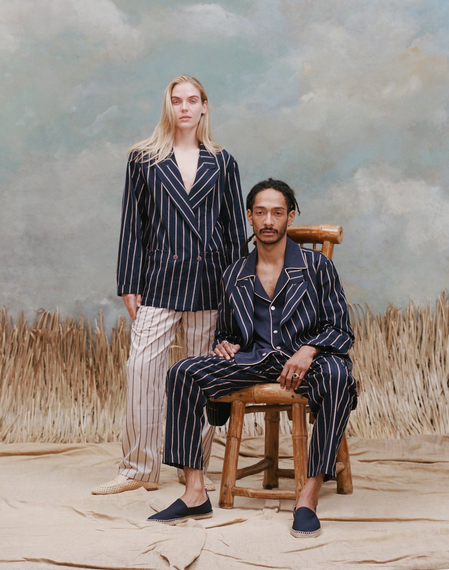 Easy-Going Jacket (Navy Jacquard Stripe)