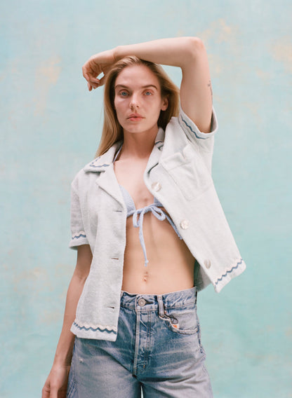 Customizable 'Rick Rack' Cabana ~ Crop Cut (Sky Blue)