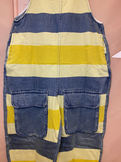 Trendy Striped Denim Cotton Overalls with Pockets - Eva Trends