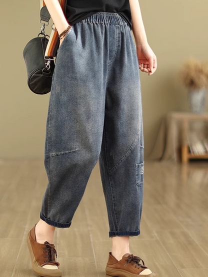 Women's Comfy& Everyday Denium Blue Pocket Style Bottom