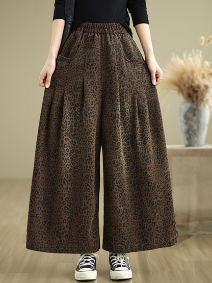 Women's Modern and Functional  Brown Wide Leg Pocket Style Bottom