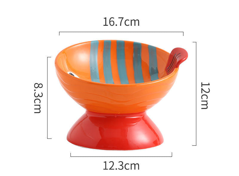 Cat Bowl Ceramic Protection Cervical Vertebra Against Overturning