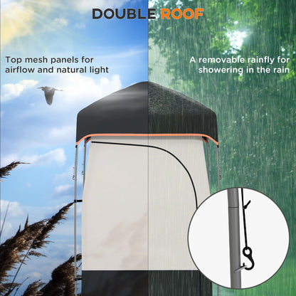 Camping Shower Tent with Solar Shower Bag & Removable Floor