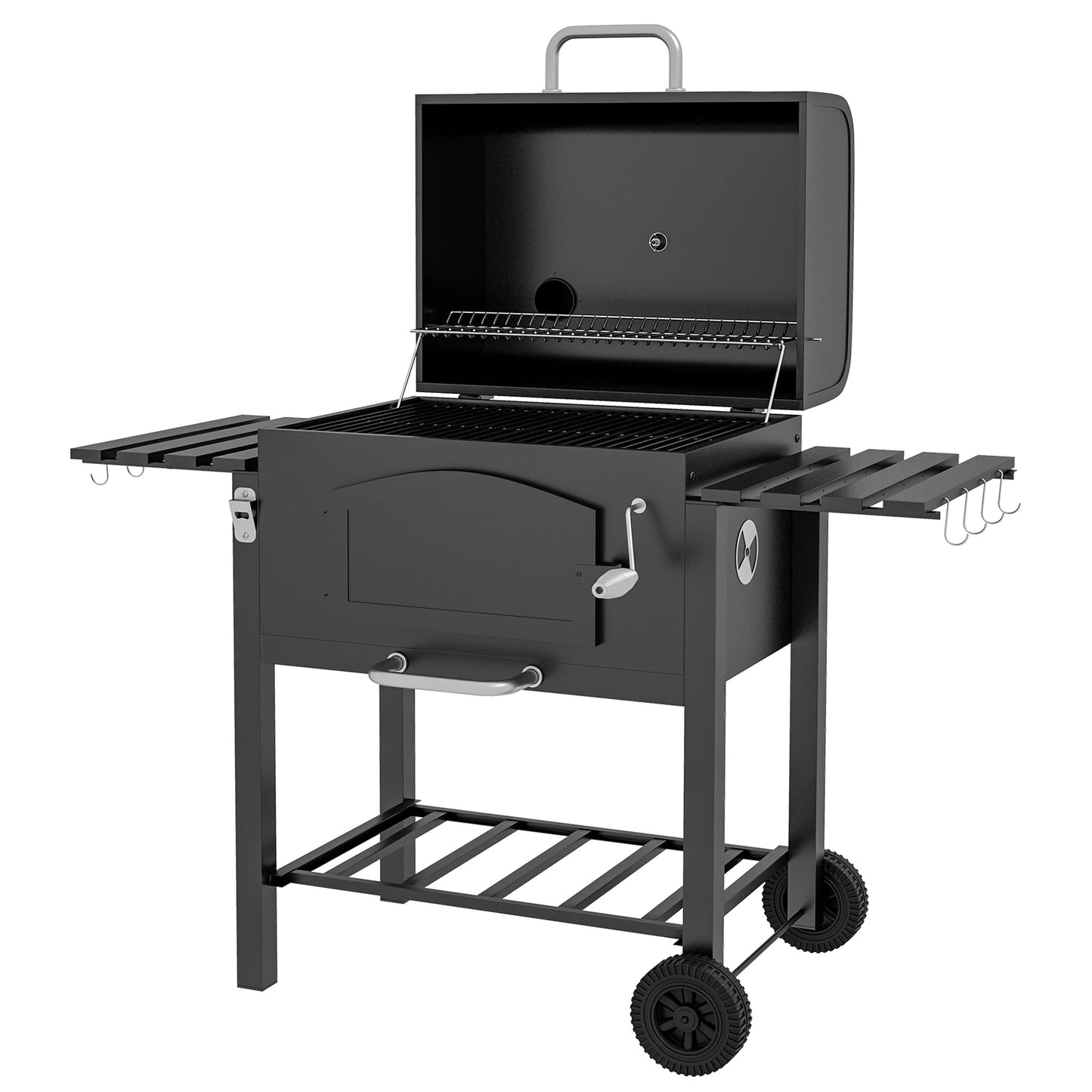 Charcoal BBQ Grill | 371 Sq In with Adjustable Height, Folding Shelves & Thermometer