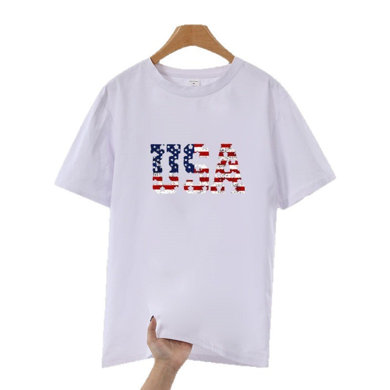 Unisex Letter-Print Loose Fit Short-Sleeve T-Shirt