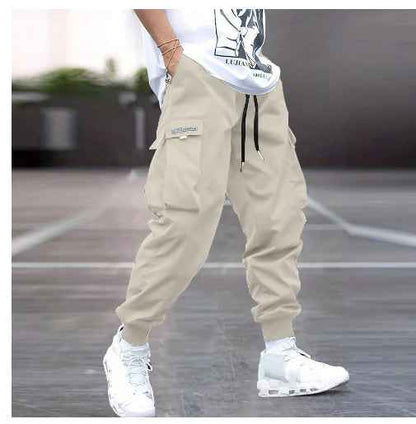 Men's Multi-Pocket Cargo Pants – Loose Fit, Drawstring, 7 Colors, S–3XL