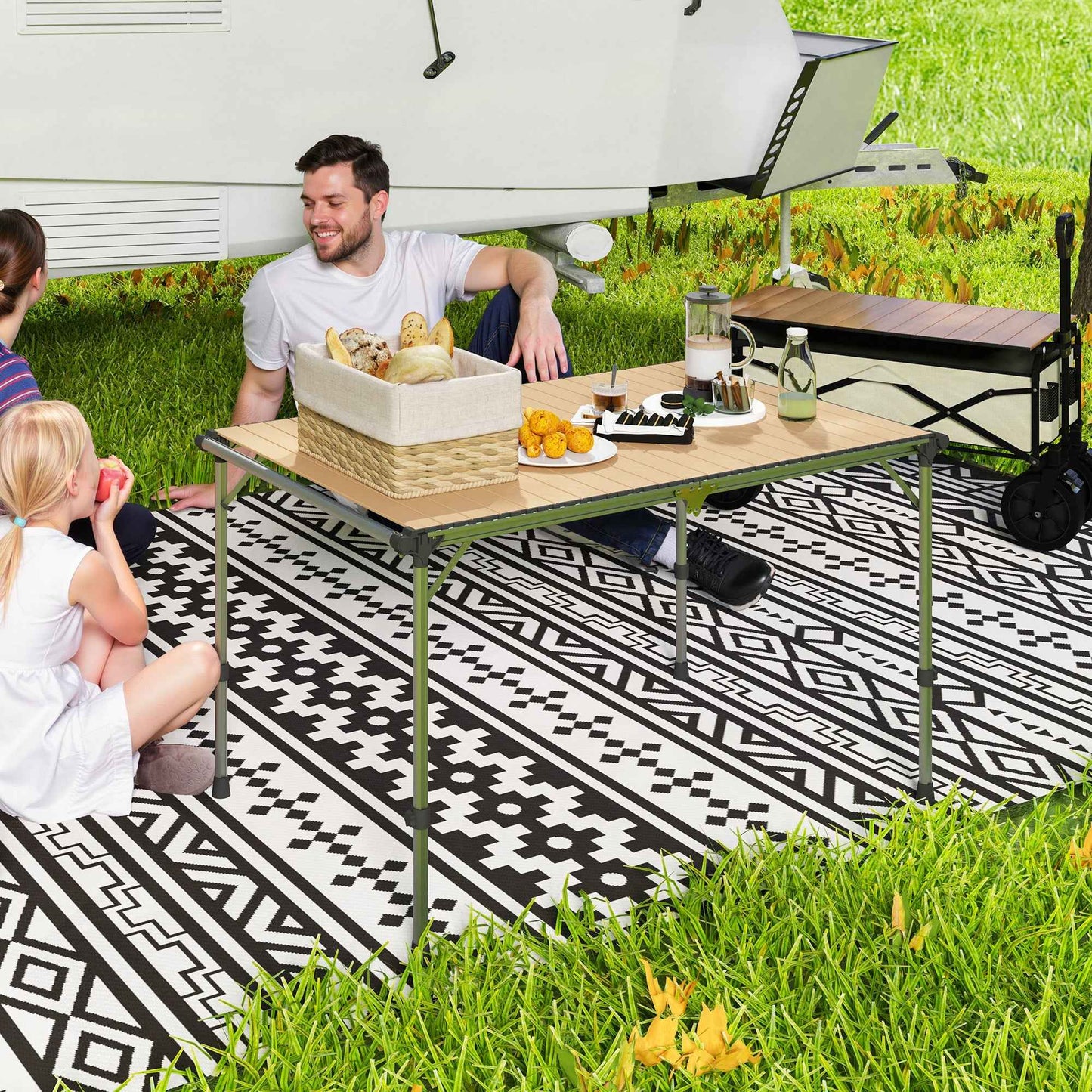 Folding Camping Table with Adjustable Height – Aluminum, Portable