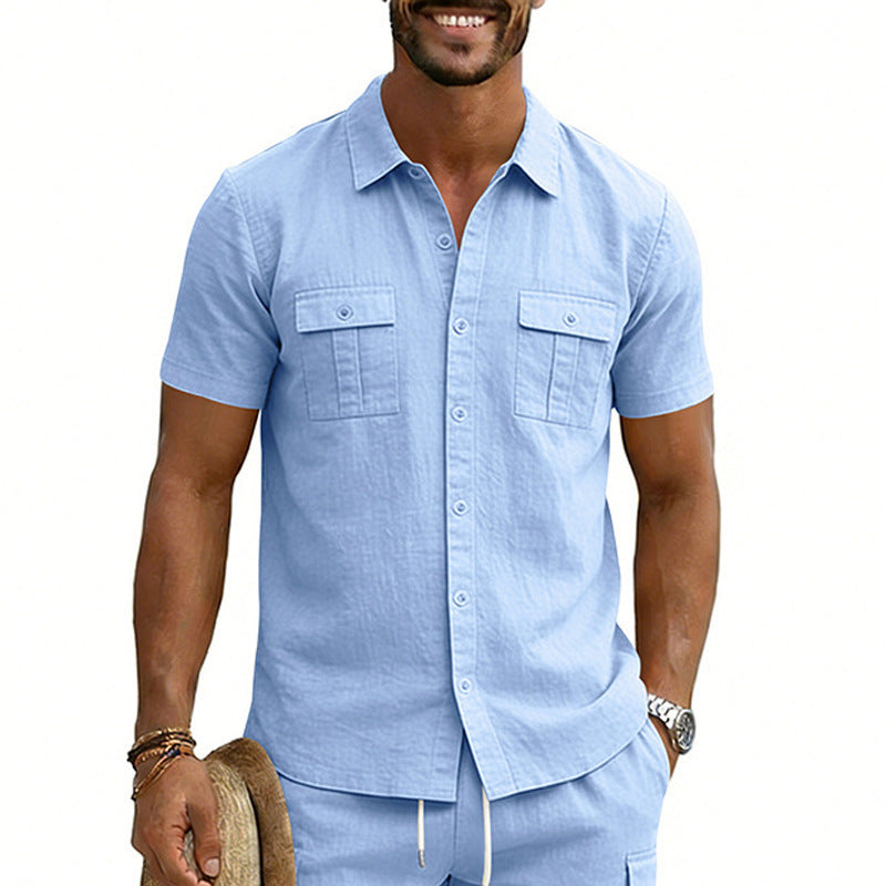 Men's Multi-Pocket Cargo Short-Sleeve Shirt