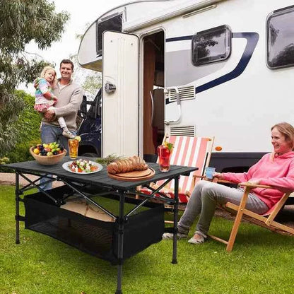 Aluminum Roll-Up Camping Table – Lightweight, Portable, Carry Bag Included