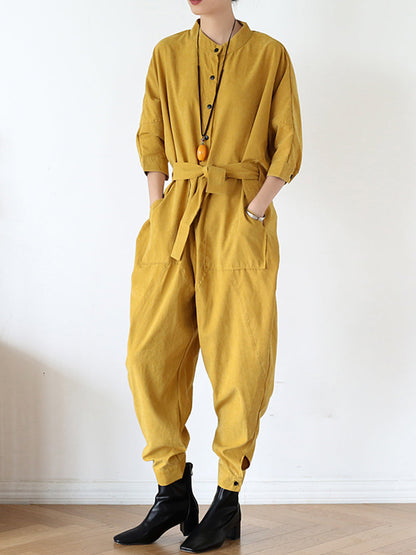 Cotton Belted Utility Jumpsuit - Relaxed Everyday Fit