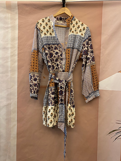 Women's Any Occasion Plant Flowers Button-Up Belted Shirt Dress