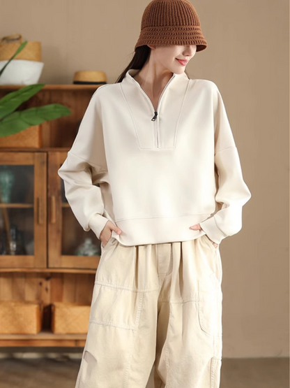 Cozy Women's Half Open Collar Loose Sweater | Eva Trends