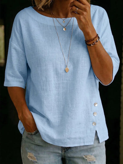 Women's Asymmetric Button Casual Top – Relaxed Everyday Blouse