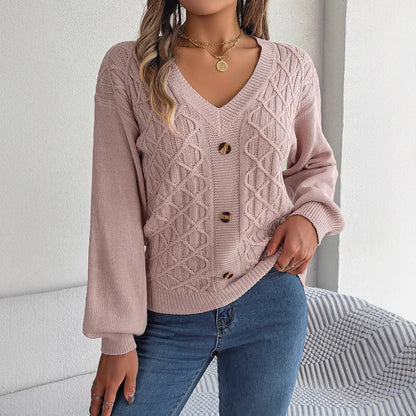 Women's Cable-Knit Puff-Sleeve Pullover Sweater – 4 Colors