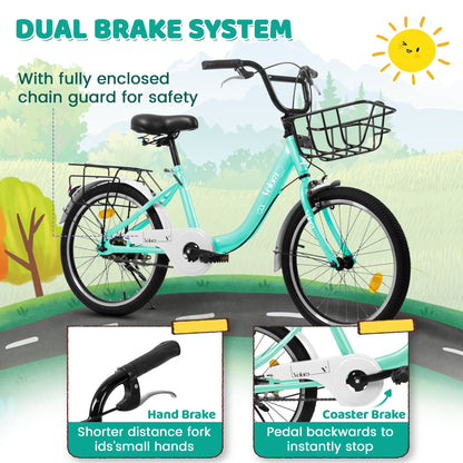 20" Kids Bike for Boys & Girls | Coaster Brake & V-Brake, Chain Guard & Rear Rack