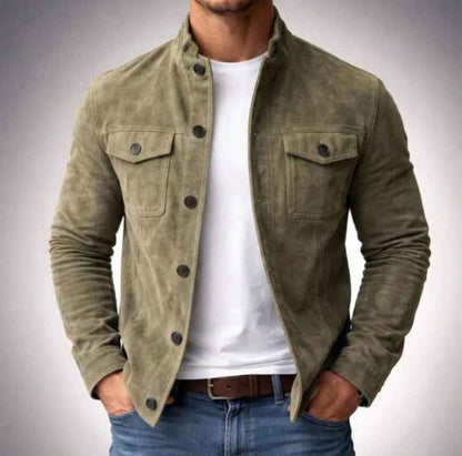 Men's Slim-Fit Faux Suede Jacket – Vintage Casual Outerwear